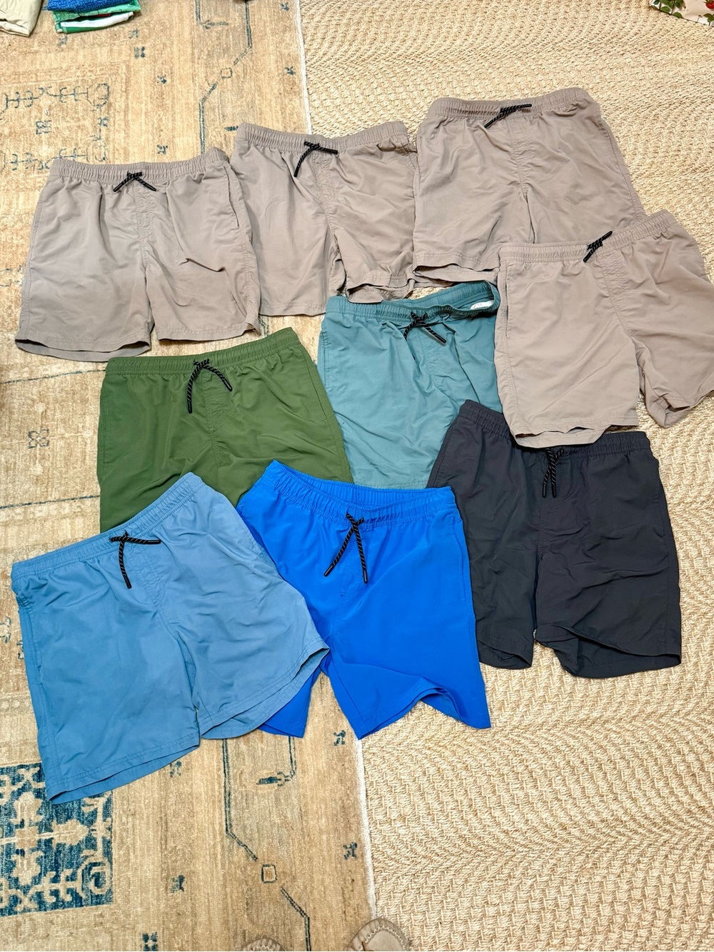 Cat & Jack Boys Drawstring Shorts set of 9!! — khaki, Blues, Green, Black